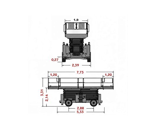 Схема размеров подъемной техники ARLIFT